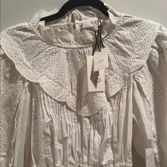 NWT Sea New York Vienne Ruffled Broderie Anglaise Cotton Blouse 12 - Picture 7 of 12